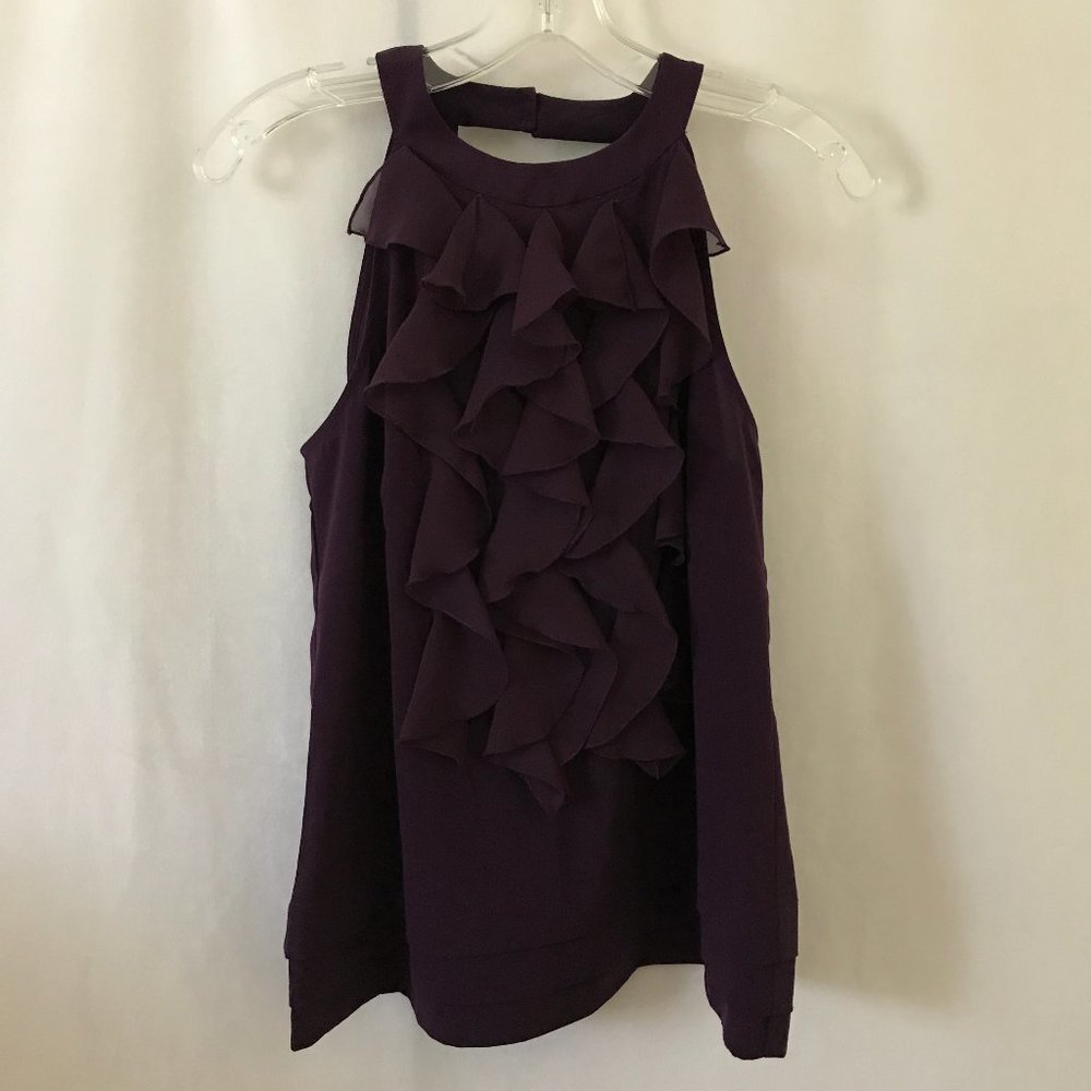 Kenar Purple Ruffle Front Halter Top